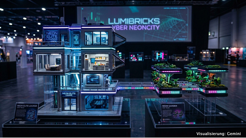 Lumibricks 17013 Cyberpunk Neon Elite Lounge und 17014 Neon Garden Titel
