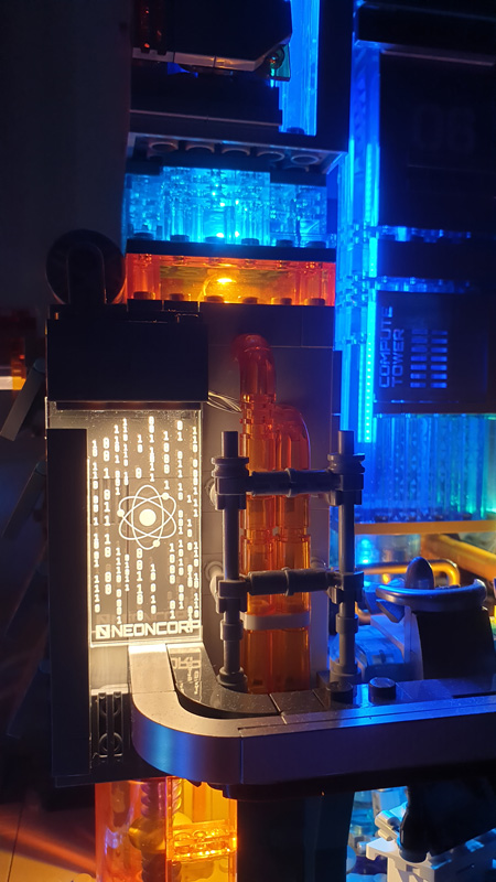 Lumibricks Cyberpunk Neon Tech Tower 17011 Tech Station 17010 Licht