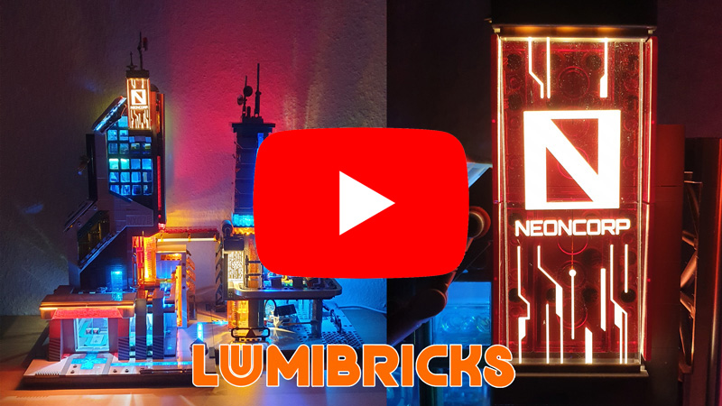 Lumibricks Cyberpunk Neon Tech Tower 17011 Tech Station 17010 Video