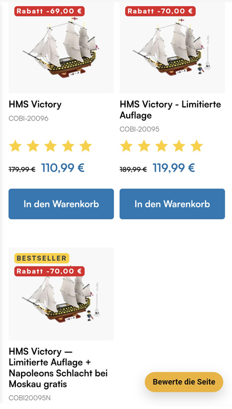 COBI Napoleonic Wars HMS Victory Rabatt