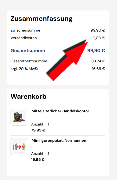BlueBrixx versandkostenfreie Lieferung Beispiel