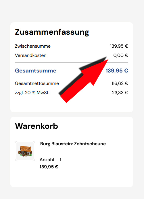 BlueBrixx versandkostenfreie Lieferung Beispiel