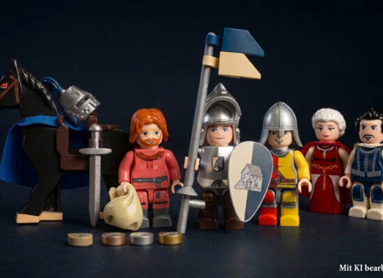 BlueBrixx: Neue Mittelalter-Minifiguren für Burg Blaustein und andere Dioramen BlueBrixx Burg Blaustein Minifiguren und Zubehör Titel