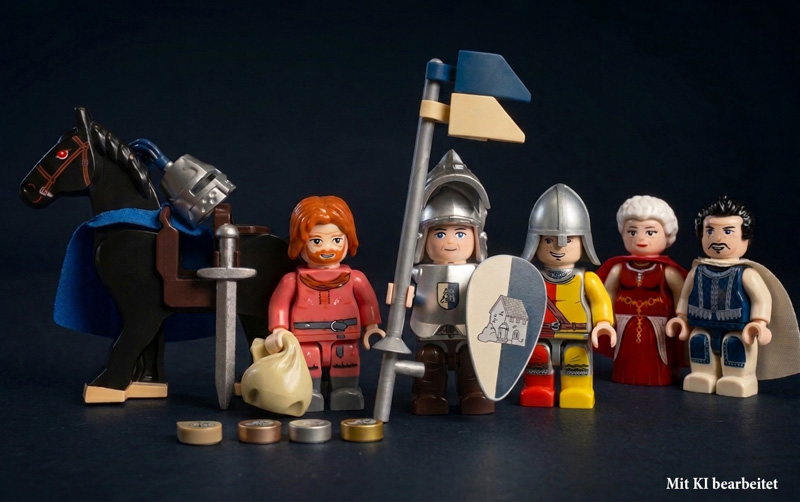 BlueBrixx Burg Blaustein Minifiguren und Zubehör Titel