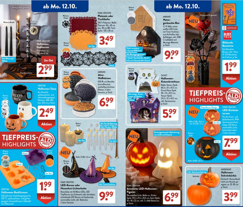 Aldi SÜD Klemmbausteine Blumen Halloween Prospekt